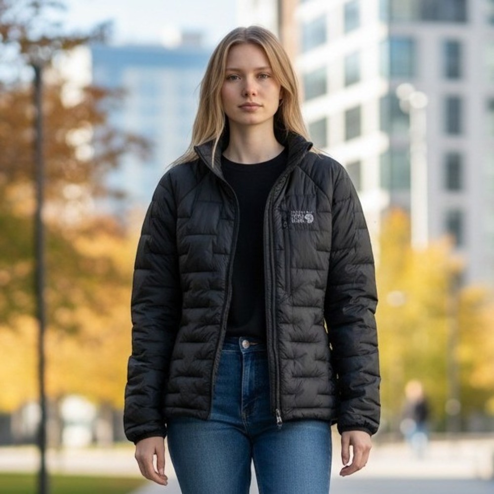 Mountain Hardwear StretchDown Jacket Womens XS Black Full Zip Puffer Coat